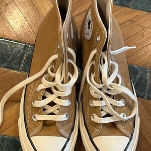 Converse High Top Sneakers in Tan and White